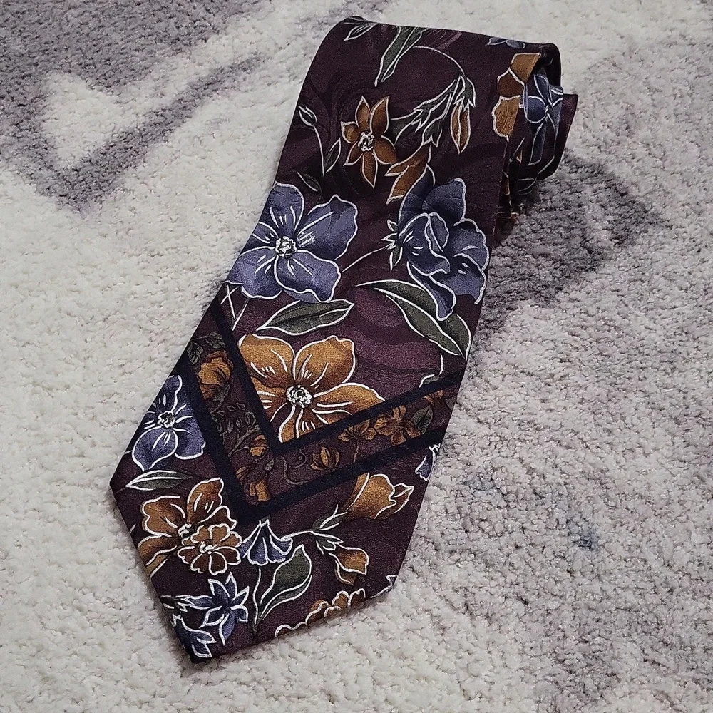 Vintage Deco Mode Silk Floral Neck Tie